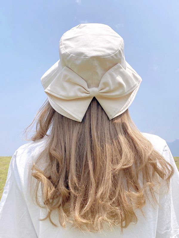 1pc Women's Fashionable Wide Brim Hat With Bowknot - Ideal For Summer Beach & Fishing Or Daily Wear - Image 3