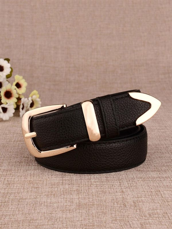 1pc 2000s Style Elegant Women Litchi Embossed Fashion Versatile Metal Buckle Belt For Daily Life - Image 3