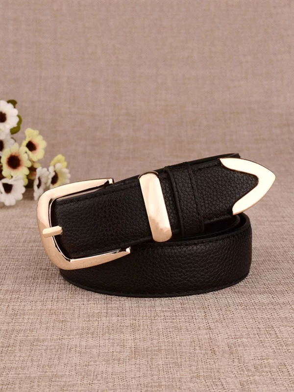 1pc 2000s Style Elegant Women Litchi Embossed Fashion Versatile Metal Buckle Belt For Daily Life