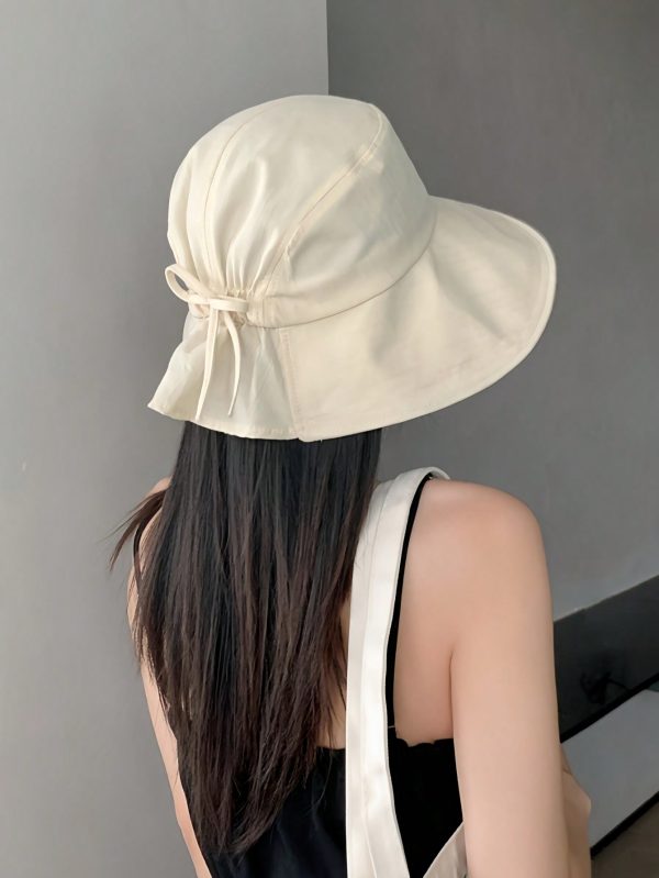 Women's Boho Elegant Sun Hat With Bow, Breathable Bucket Hat, Checkered Ribbon, Wide Brim, UV Protection, Spring Summer Outdoors Travel Bucket Hat