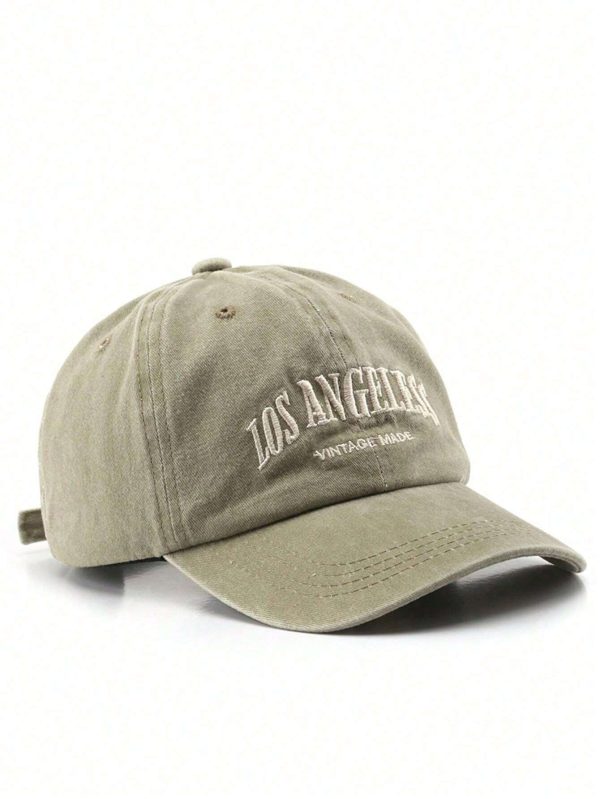 1pc Fashionable Vintage Baseball Cap In Washed Blue With Los Angeles Printed Letter - Image 4