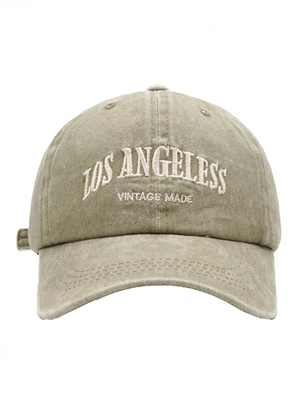1pc Fashionable Vintage Baseball Cap In Washed Blue With Los Angeles Printed Letter - Image 3
