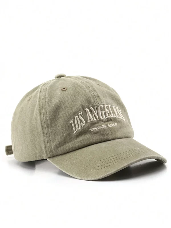 1pc Fashionable Vintage Baseball Cap In Washed Blue With Los Angeles Printed Letter