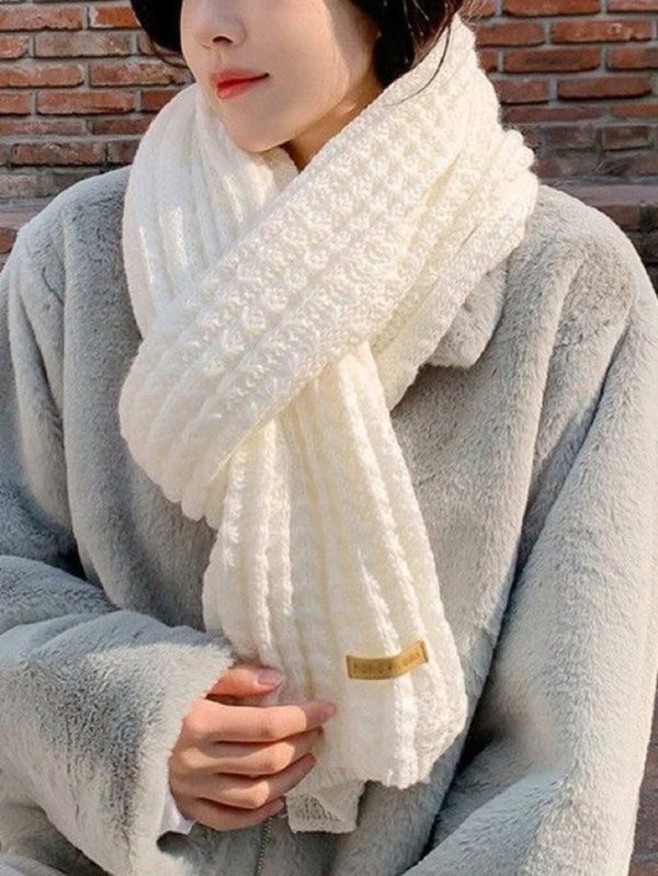 1pc Women's Solid Color Thick Knitted Knit Scarf Neck Warmer, Suitable For Winter Outfits Casual - Image 4