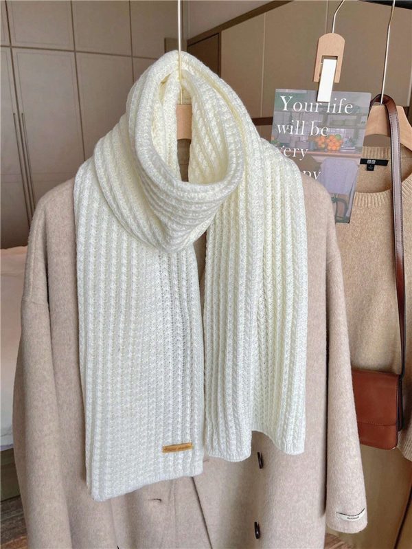 1pc Women's Solid Color Thick Knitted Knit Scarf Neck Warmer, Suitable For Winter Outfits Casual - Image 2