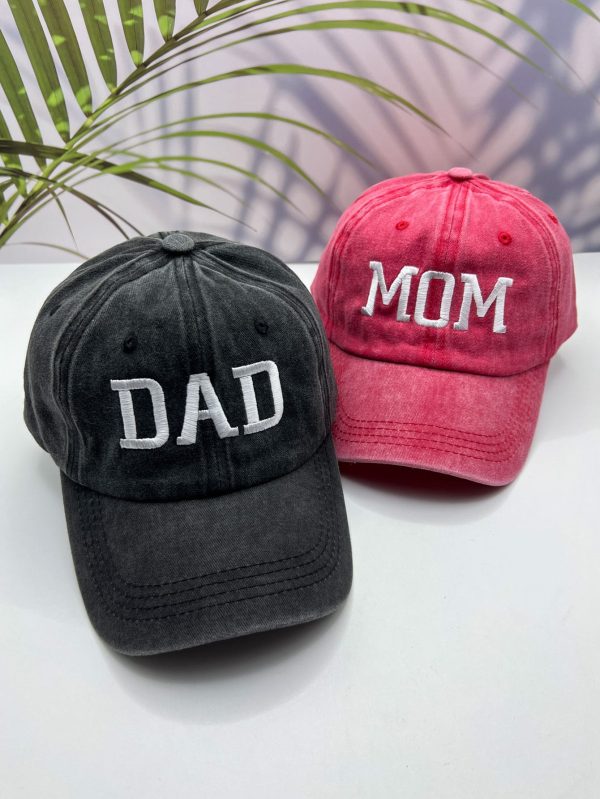 2 Pcs Letter Embroidery Mom Dad Baseball Hat For Lovers Street
