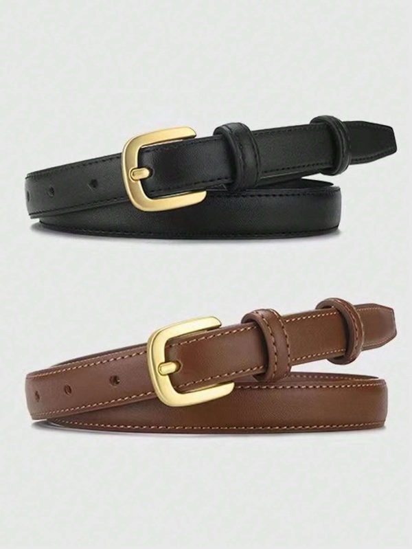 1pc Fashionable All-Match Women Belt, Simple Pin Buckle Skinny Belt, Suitable For Daily Use