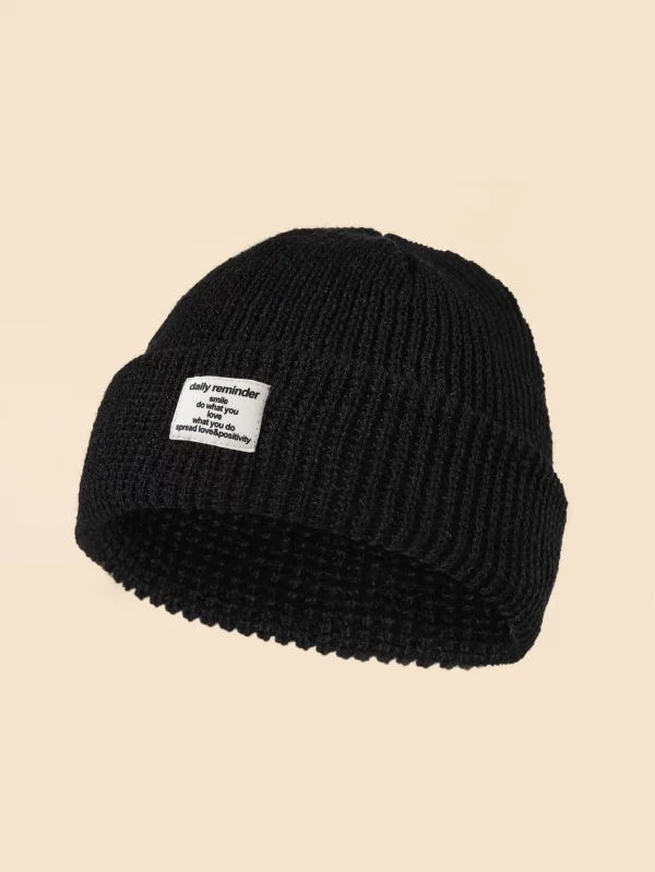Men Letter Patch Decor Beanie Casual