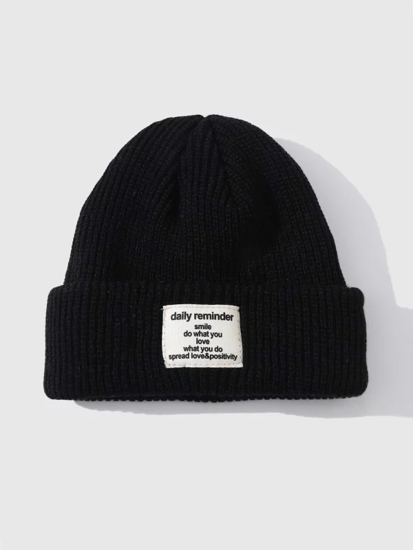 Men Letter Patch Decor Beanie Casual - Image 3