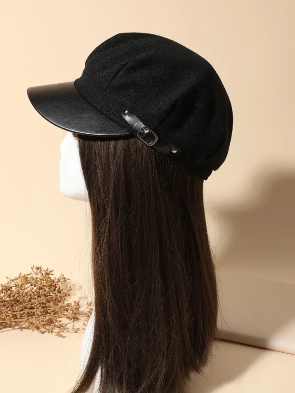 Women Buckle Decor Baker Boy Cap - Image 4