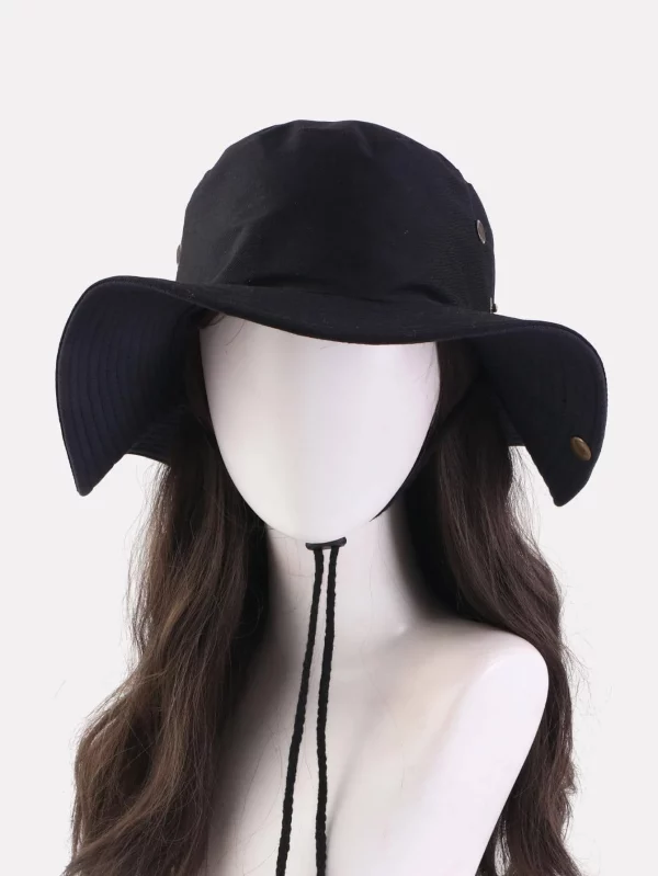 Women's Solid Color Sun Hat, Large Brim Foldable Fishing Hat For UV Protection, Suitable For Everyday Use