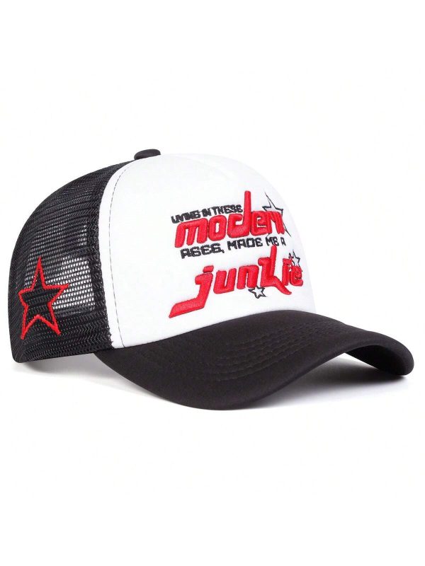 Men's 5-Pointed Star Baseball Cap, Outdoor Casual Letter Trucker Hat, Breathable Mesh Sun Hat For Travel. - Image 4