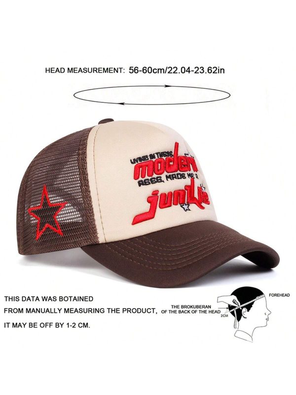 Men's 5-Pointed Star Baseball Cap, Outdoor Casual Letter Trucker Hat, Breathable Mesh Sun Hat For Travel. - Image 3