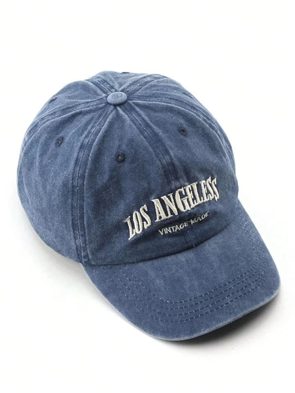 Washed Blue Letter 'los Angeles' Vintage Baseball Cap Casual - Image 4