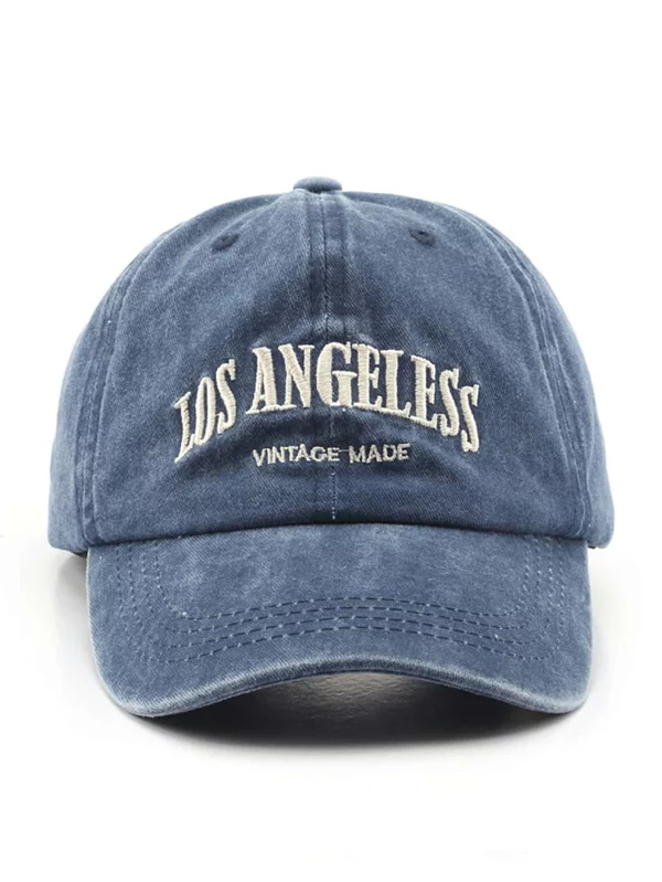 Washed Blue Letter 'los Angeles' Vintage Baseball Cap Casual - Image 3