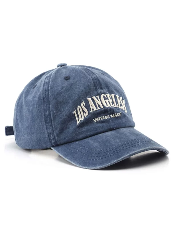 Washed Blue Letter 'los Angeles' Vintage Baseball Cap Casual