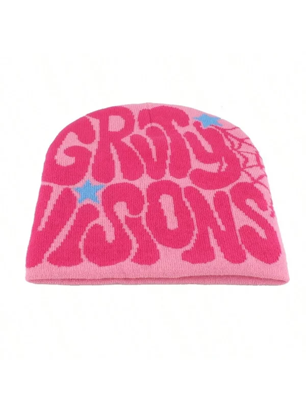 Fashionable Streetwear Hip Hop Cap, Knitted, Autumn/Winter, Women's, Letter Embroidery Design, Skullies Beanies - Image 4