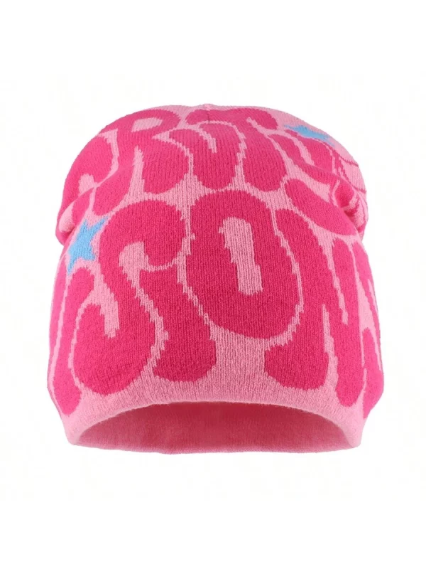 Fashionable Streetwear Hip Hop Cap, Knitted, Autumn/Winter, Women's, Letter Embroidery Design, Skullies Beanies - Image 3