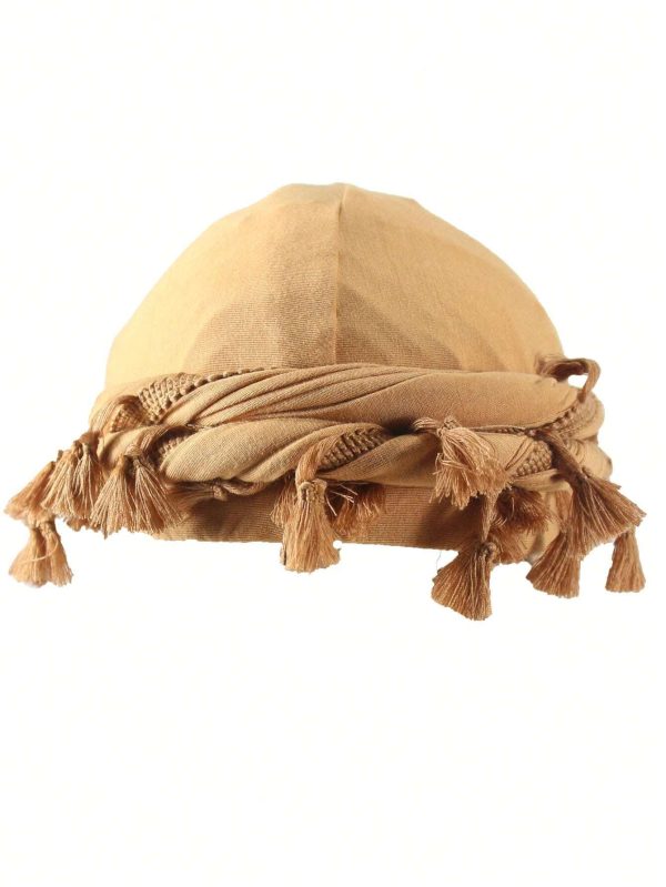 Tassel Headscarf, Halo Headscarf, Satin Lined Headscarf, Unisex Fringed Headscarf Cap Men's Hip-hop Personality Skully Hat Satin-lined Turban Hat
