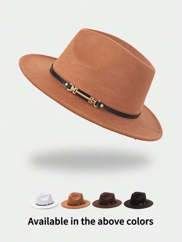 Women Casual Felt-Like Wide Brim Small Derby Hat, Decorative Bucket Hat
